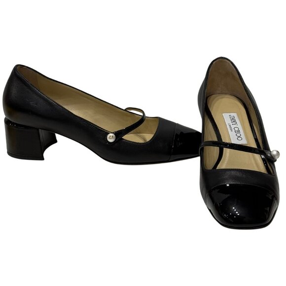 $875 Jimmy Choo Elise black Mary Jane Pumps size 8/38 - Picture 5 of 7